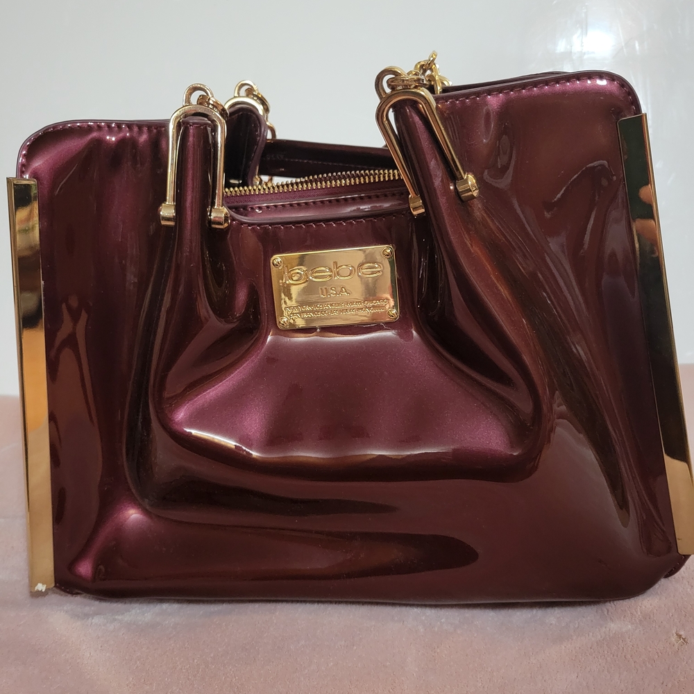 Bebe Metallic Burgandy Women's Bag NEW - Picture 8 of 11